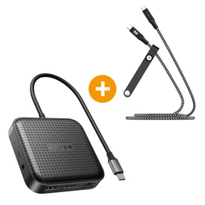 【セット品】HyperDrive USB4 モバイルドック + HyperDrive 100W / 10Gbps対応 USB-C to C 高耐久ケーブル（2m）